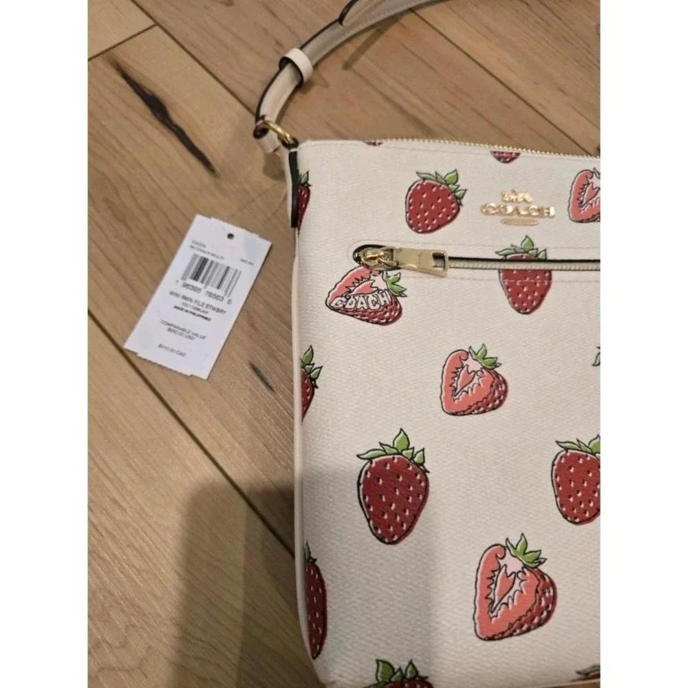Coach Mini Rowan File Bag With Strawberry Print CAQ09 NWT